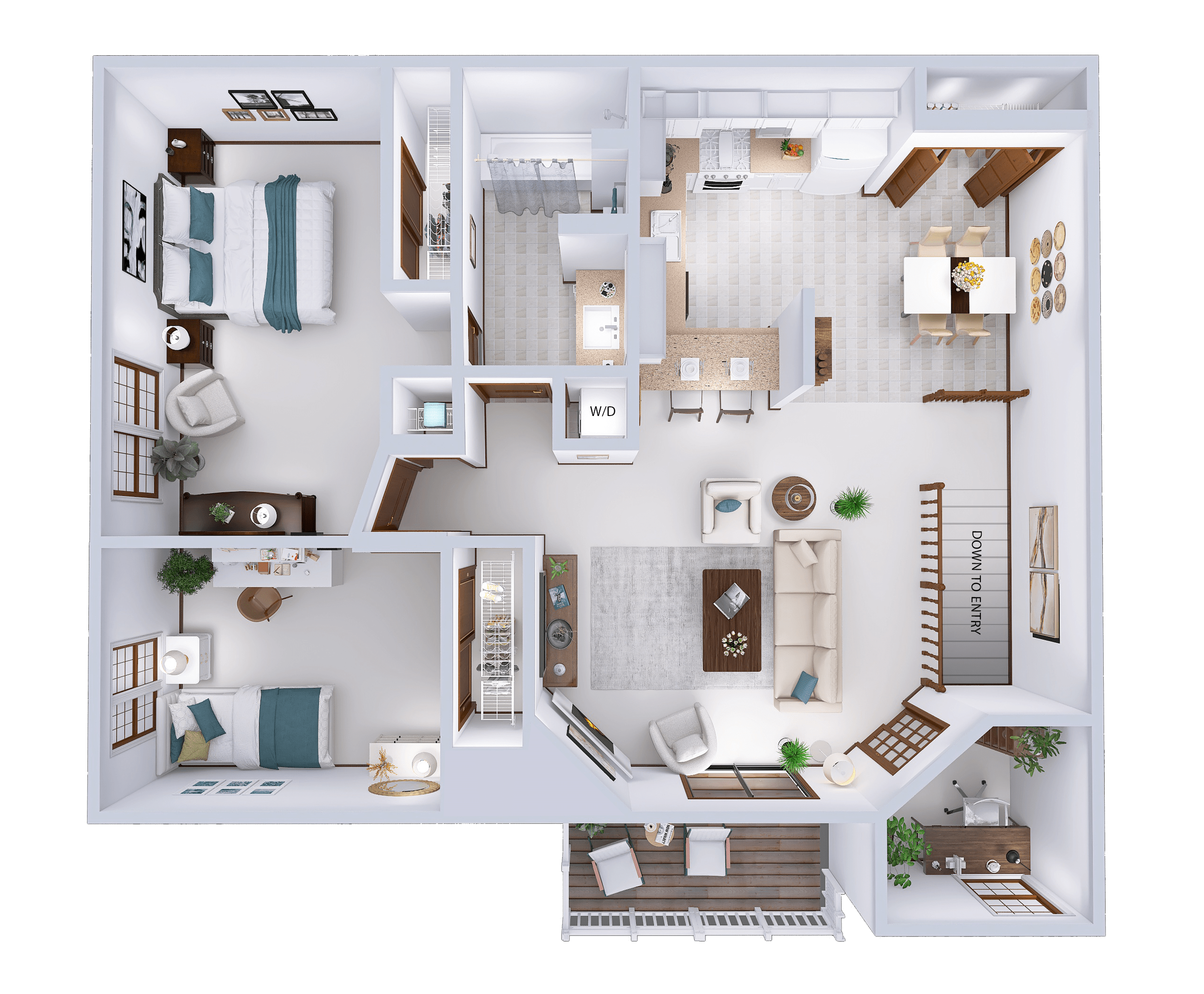 2 Bed, 1 Bath Upper w/ Fireplace + Den