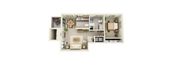 The Beacon One Bedroom Floor plan at Mariner's Glen in Port Orchard, WA