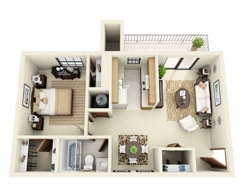 Aspen Floor Plan 1 Bedroom 1 Bathroom Aspen Floor Plan 1 Bedroom 1 Bathroom  in Albuquerque, NM