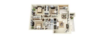 Cottonwood Floor Plan 3 Bedroom 2 Bathroom  in Albuquerque, NM