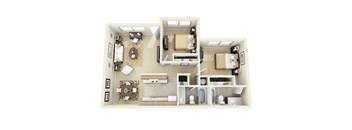 The Flamingo 2 Bed 2 Bathroom Floorplan near Bullhead City