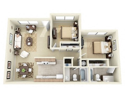 The Flamingo 2 Bed 2 Bathroom Floorplan near Bullhead City