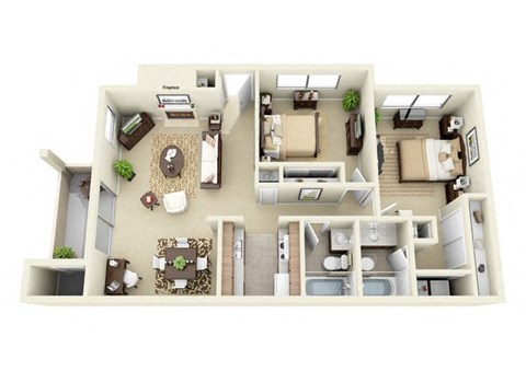 The Mesquite 2 Bed 2 Bathroom Floorplan in Laughlin, Nevada