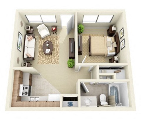 The Nugget 1 Bed 1 Bathroom Floorplan in the Laughlin School District