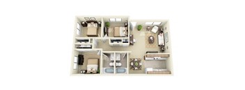 The Pioneer 3 Bed 2 Bathroom Floorplan