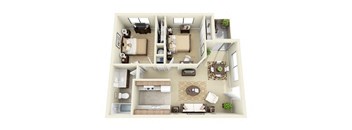 The Riverside 2 Bed 2 Bathroom Floorplan