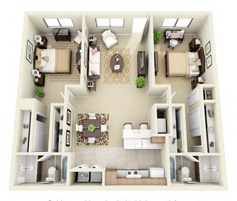 The Sonoran 2 Bed 2 Bathroom Floorplan in Laughlin, NV