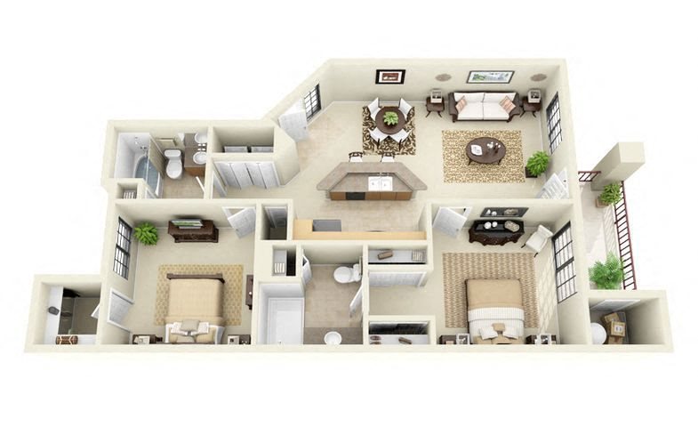 Sedona | 2 Bedroom 2 Bathroom Floor Plan Sedona | 2 Bedroom 2 Bathroom Floor Plan