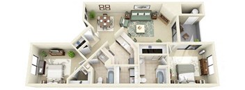 St. Bart | 2 Bedroom 2 Bathroom Floor Plan
