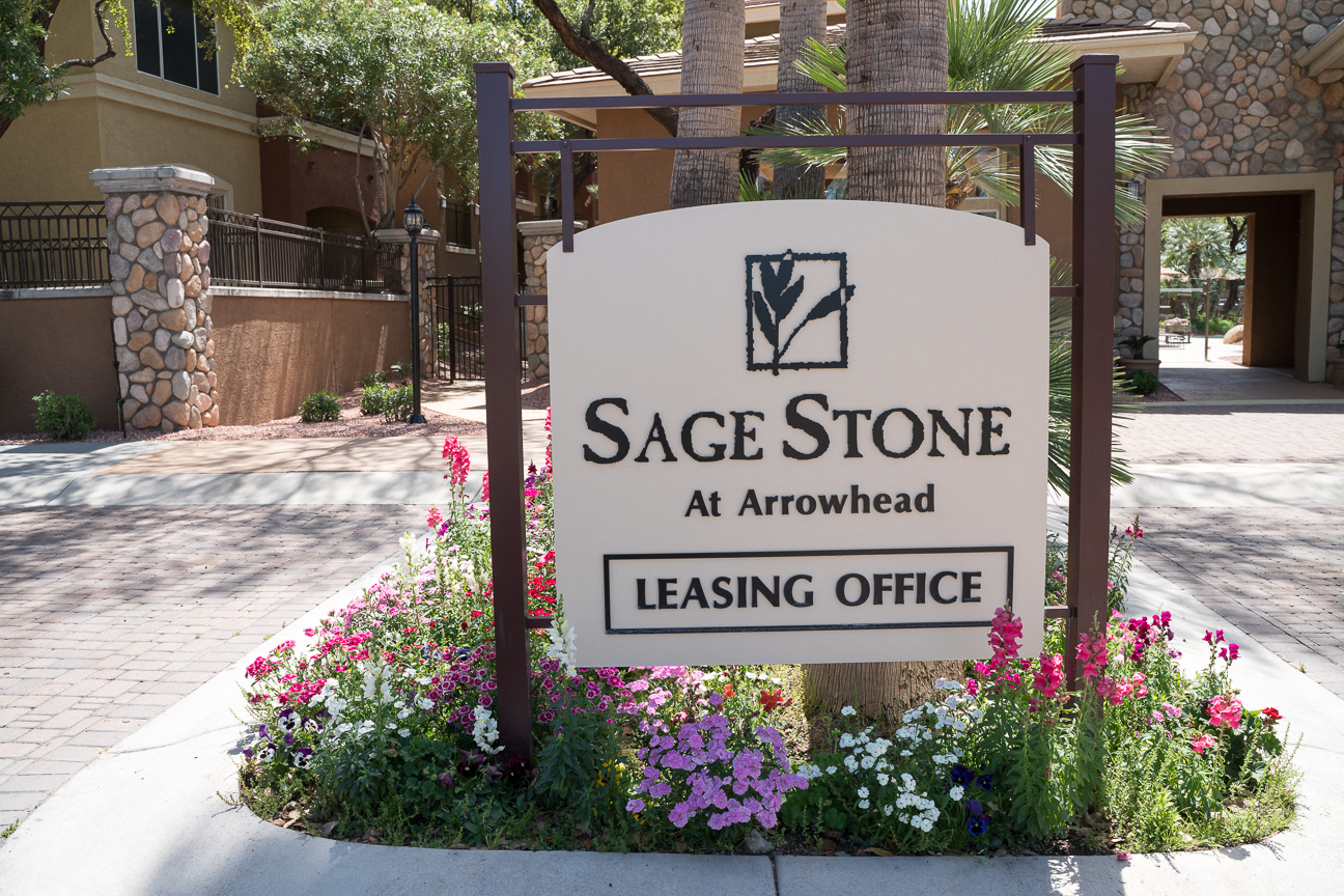 Sage Stone at Arrowhead Apartments Leasing Office Sign at Luxury Apartments Glendale AZ