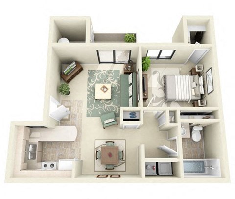 Windsor | 1 Bedroom 1 Bathroom Floor Plan