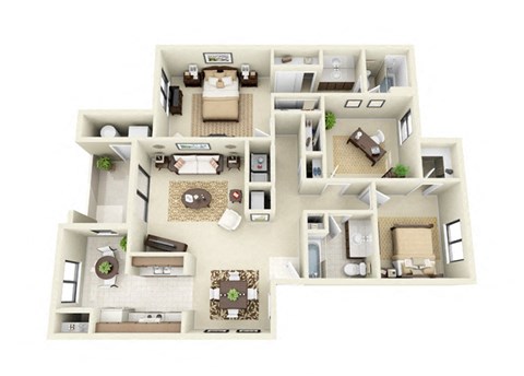 Bosque Three Bedroom Two Bathroom 3 bedroom apartments for rent in Northeast Albuquerque
