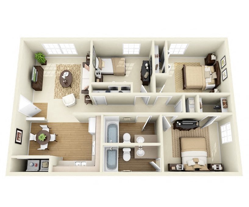 Chamisa 3 Bedroom 2 Bathroom floorplan Chamisa 3 Bedroom 2 Bathroom floorplan