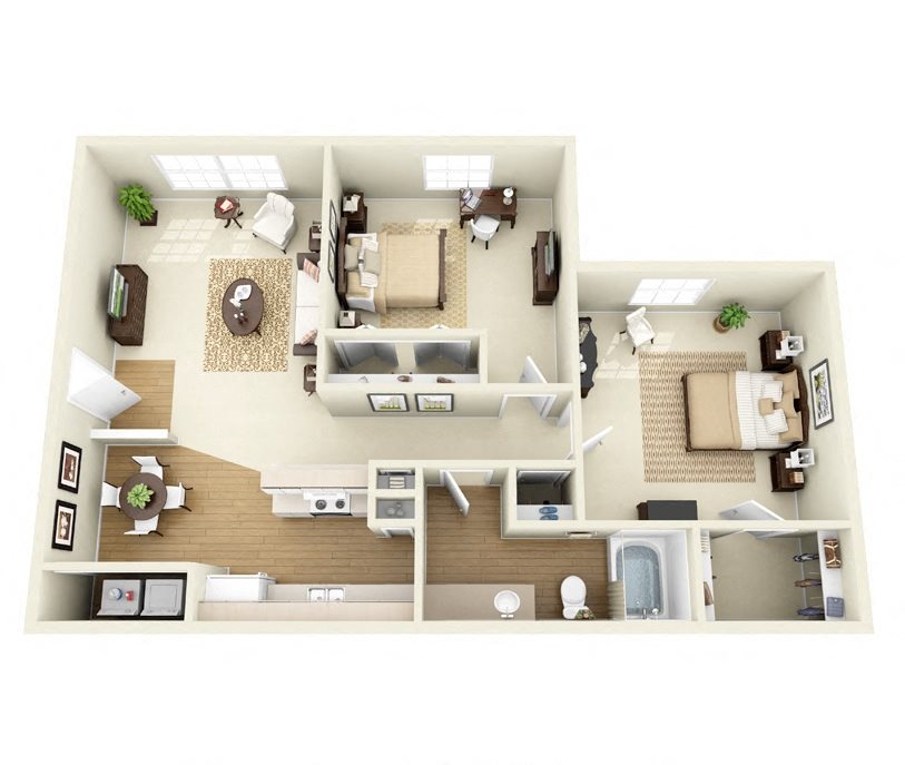 Pinon 2 Bedroom 1 Bathroom floorplan Pinon 2 Bedroom 1 Bathroom floorplan