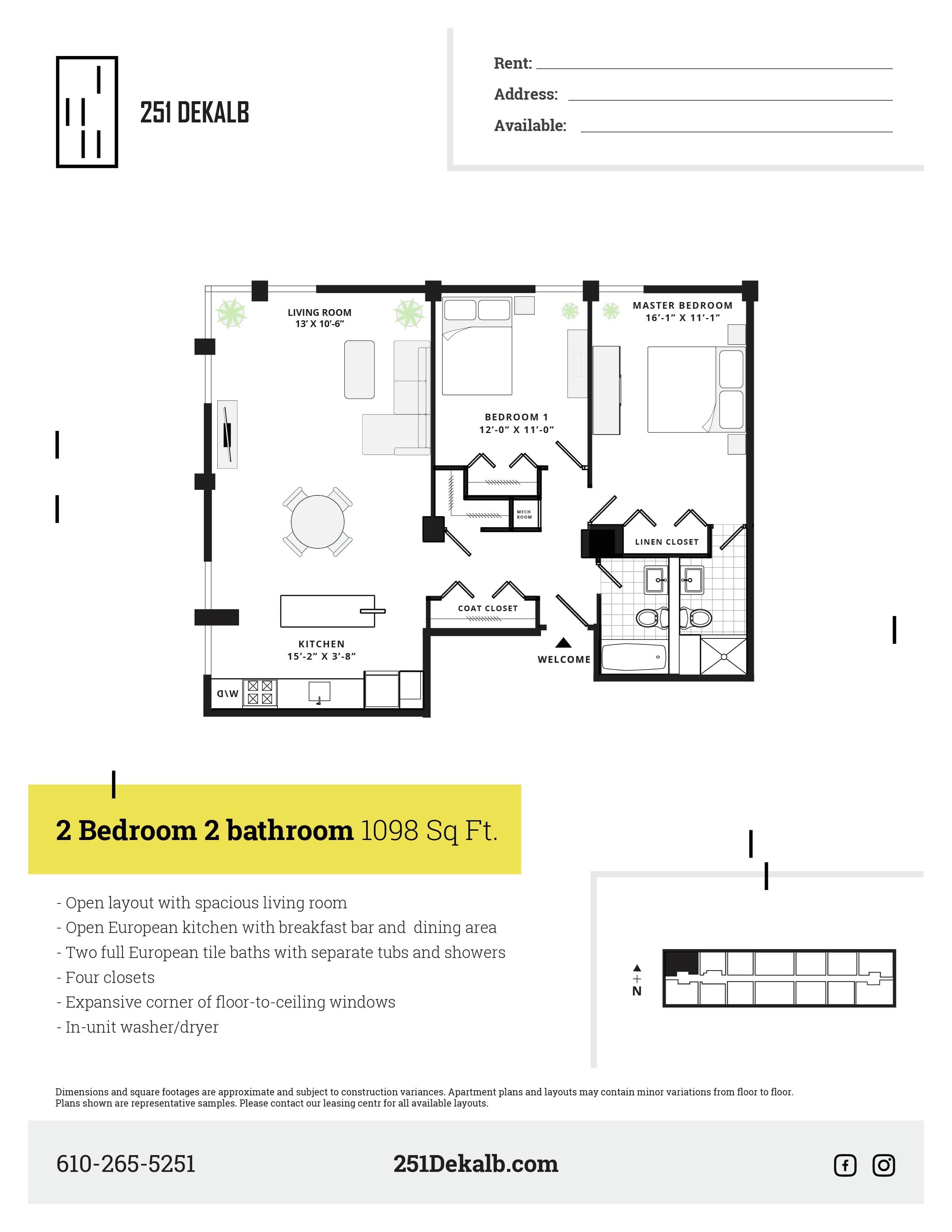 Standard 2 Bedroom 2 Bath 2 Bed Standard Floor Plan 18