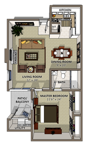 Sand Dollar Floor Plan at Coquina Bay Apartments in Jacksonville