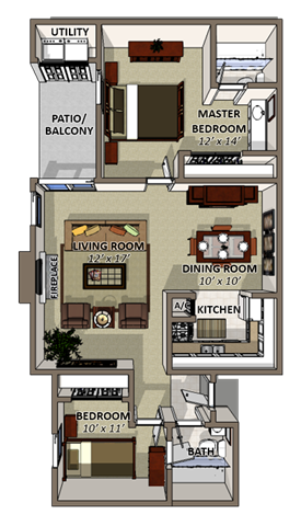 Atlantic Floor Plan at Coquina Bay Apartments for rent in Jacksonville FL