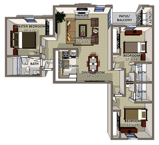 Kings Crown Floor Plan at Coquina Bay Apartments in Jacksonville FL