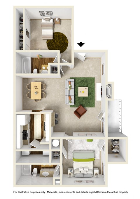 The Maple Floor Plan at Willow Ridge Apartments, North Carolina, 28210