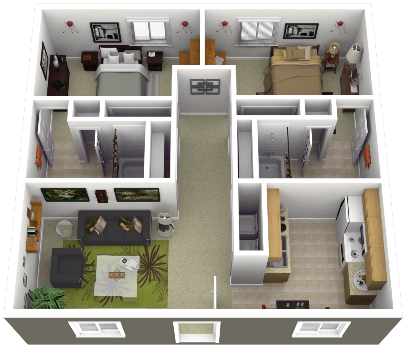 Floor Plans of Wayside Apartments in Raeford, NC
