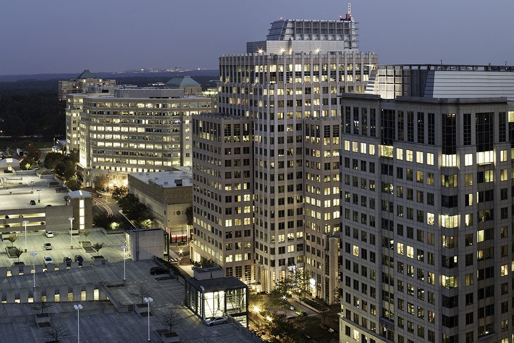 a view of the city at night