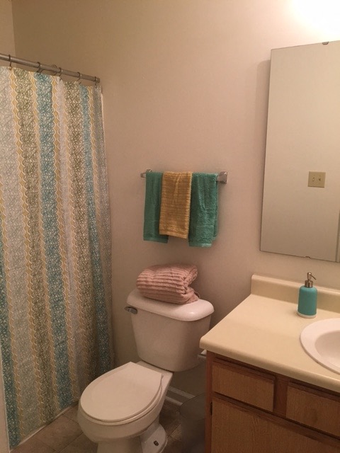 a bathroom with a shower and a toilet and a sink