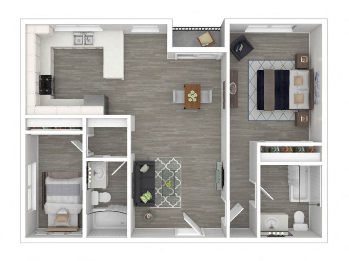Sunset Barrington Gardens 2BR 2BA floor plan