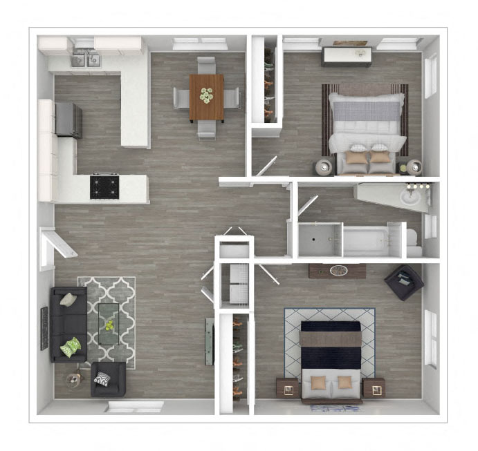 Sunset Barrington Gardens 2BR 1BA floor plan