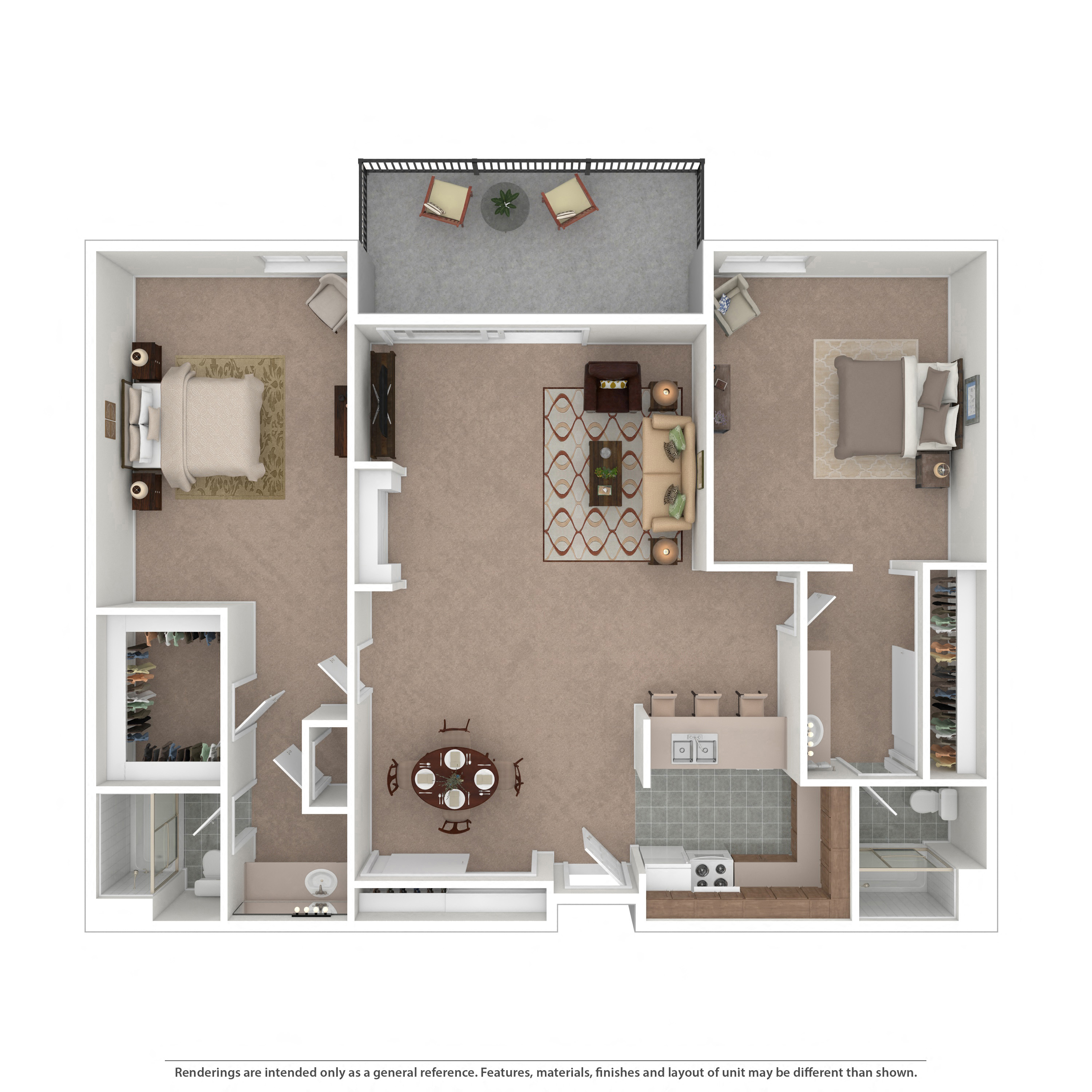Two-Bedroom D2 Floor Plan