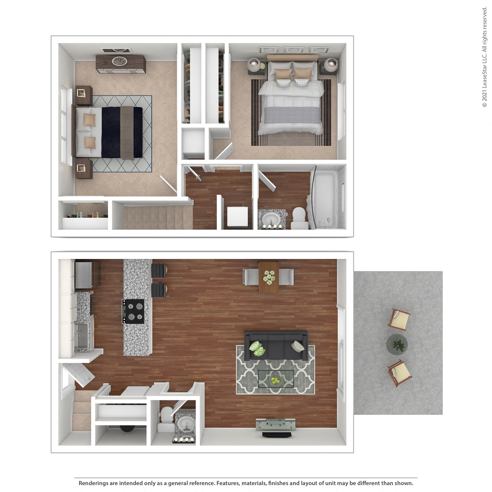 Pleasanton Glen Two Bedroom Floor Plan - Cabernet