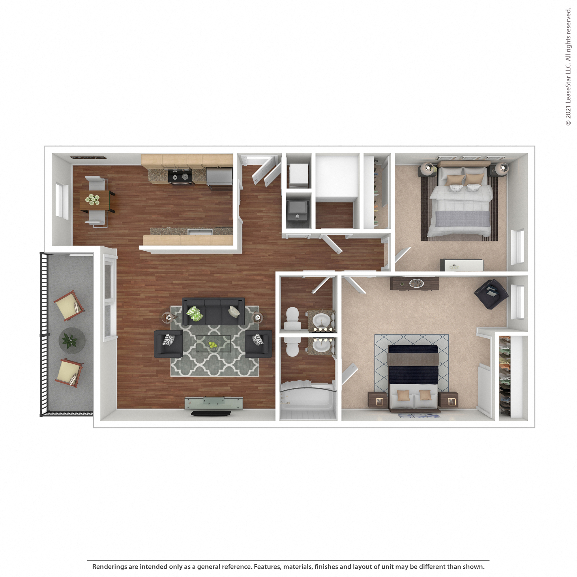 Pleasanton Glen Two Bedroom Floor Plan - Zinfandel