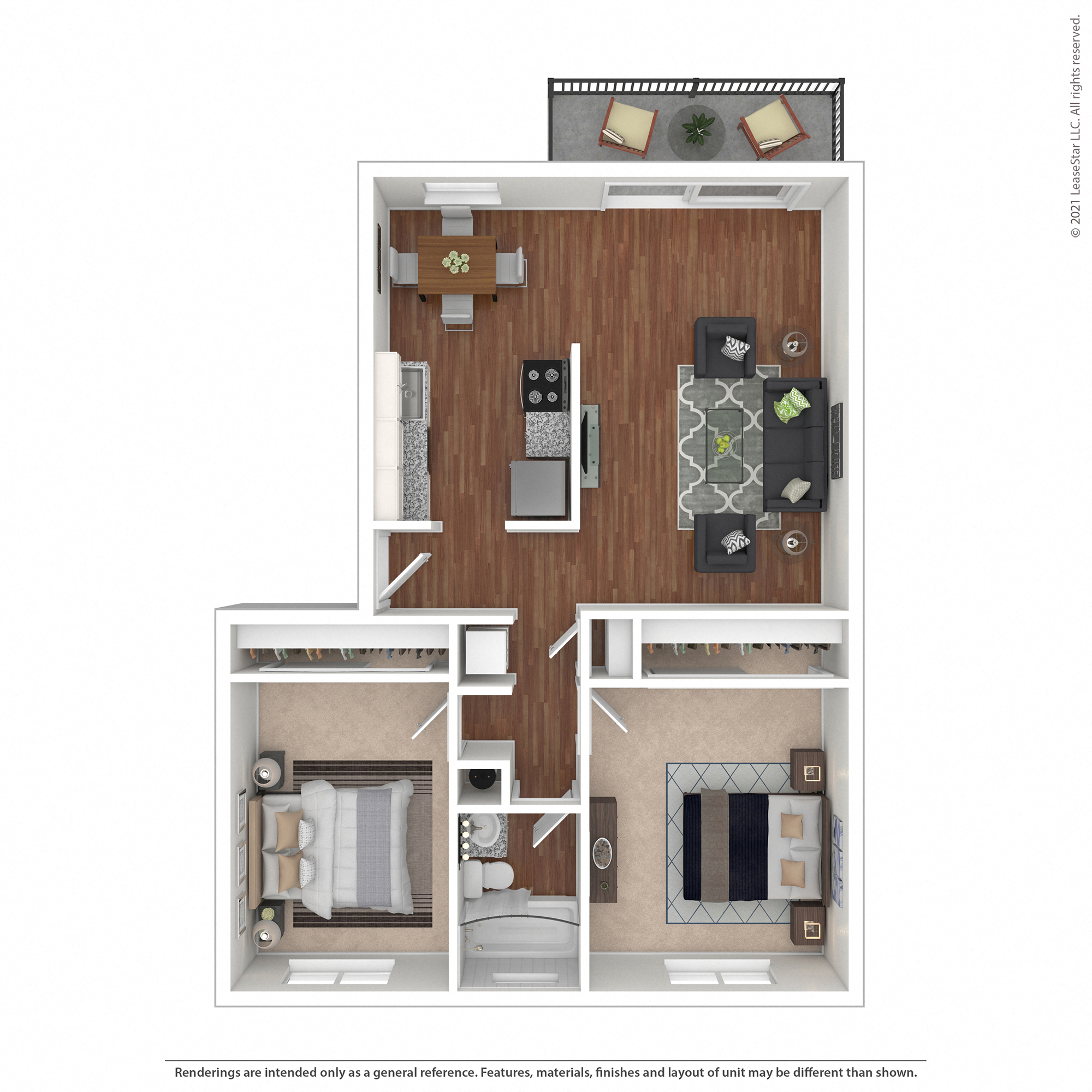 Pleasanton Glen Two Bedroom Floor Plan - Malbec