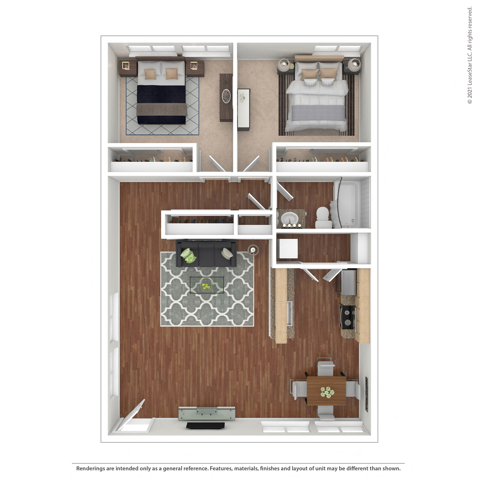 Pleasanton Glen Two Bedroom Floor Plan - Shiraz