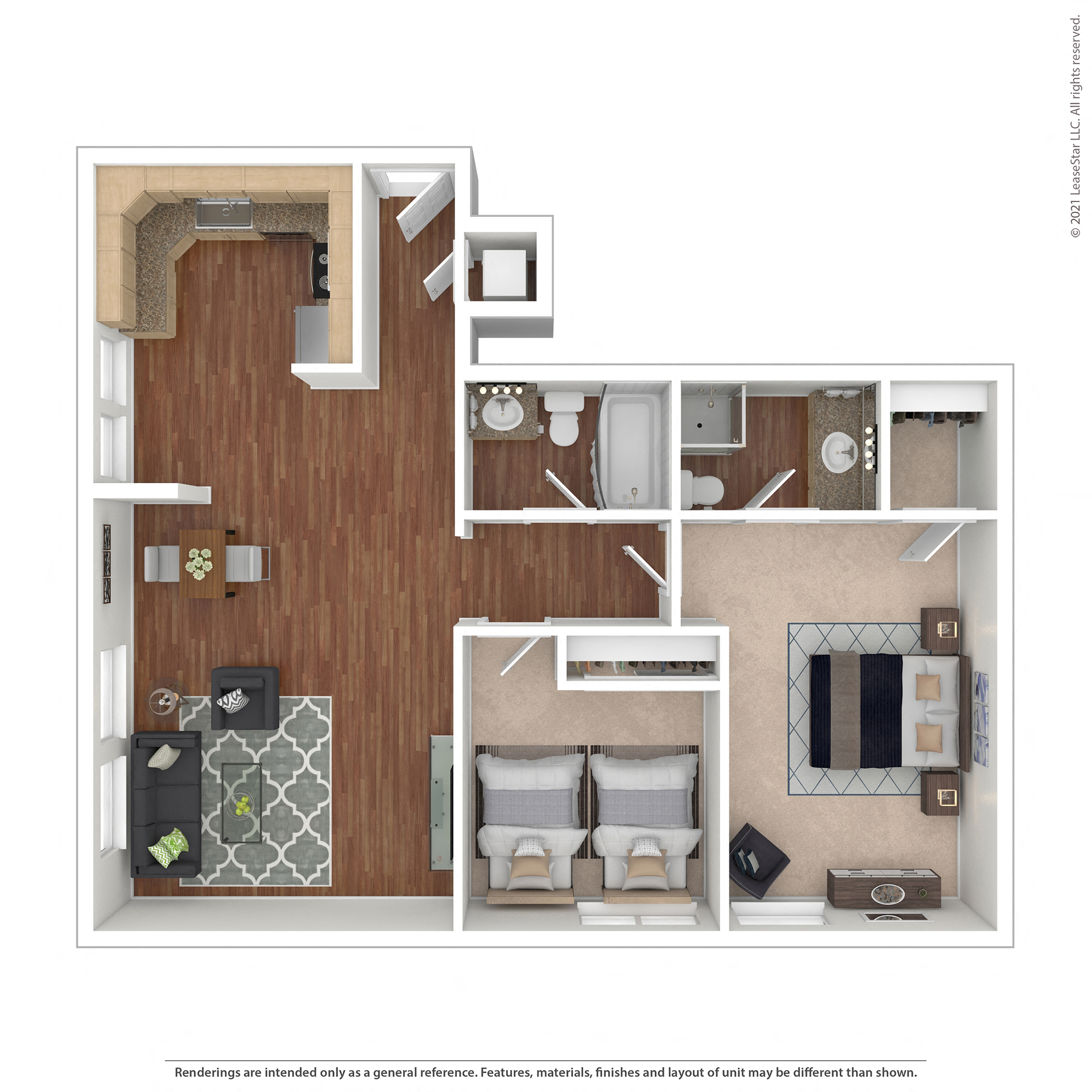Pleasanton Glen Two Bedroom Floor Plan - Bardolino