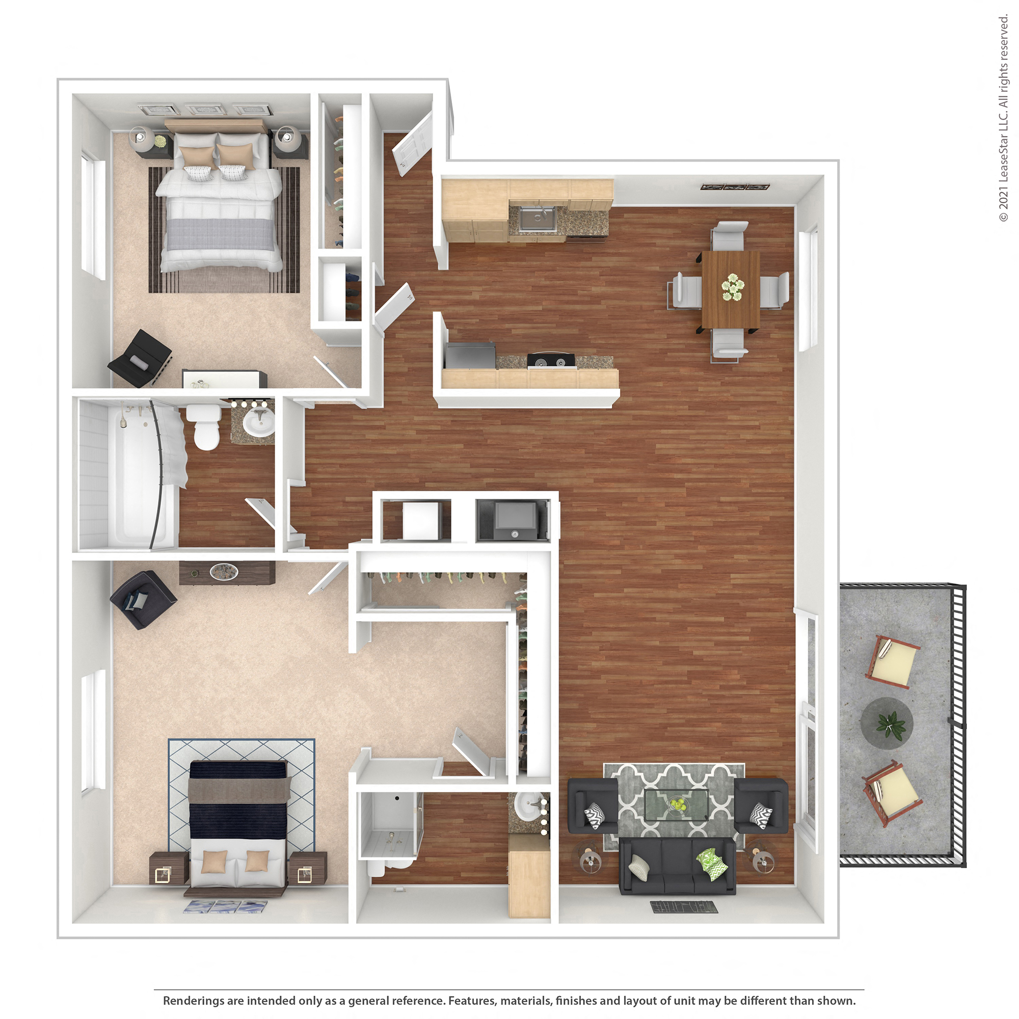 Pleasanton Glen Two Bedroom Floor Plan - Merlot