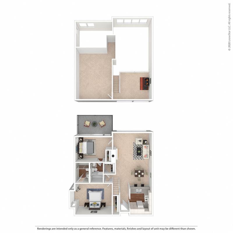 The Seahorse + Loft – Two Bedroom Plus Loft at Mariners Village Apartment Homes