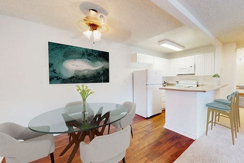 Dining area and kitchen at Mariners Village Apartment Homes
