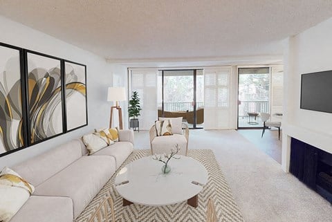 Living room of three bedroom apartment at Mariners Village