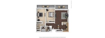 The Tides Two-Bed Two-Bath Floor plan 1180 Sq.Ft.
