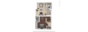 The Tides Two-Bed Two-Bath Townhome Floor plan 1285 Sq.Ft.