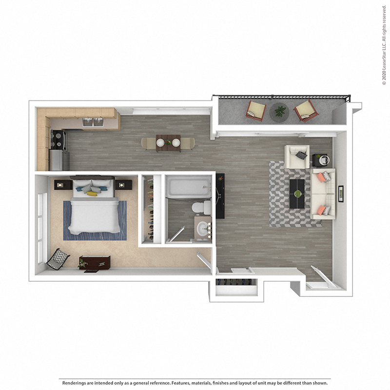 Plan M - One Bedroom at West Park Village Apartment Homes