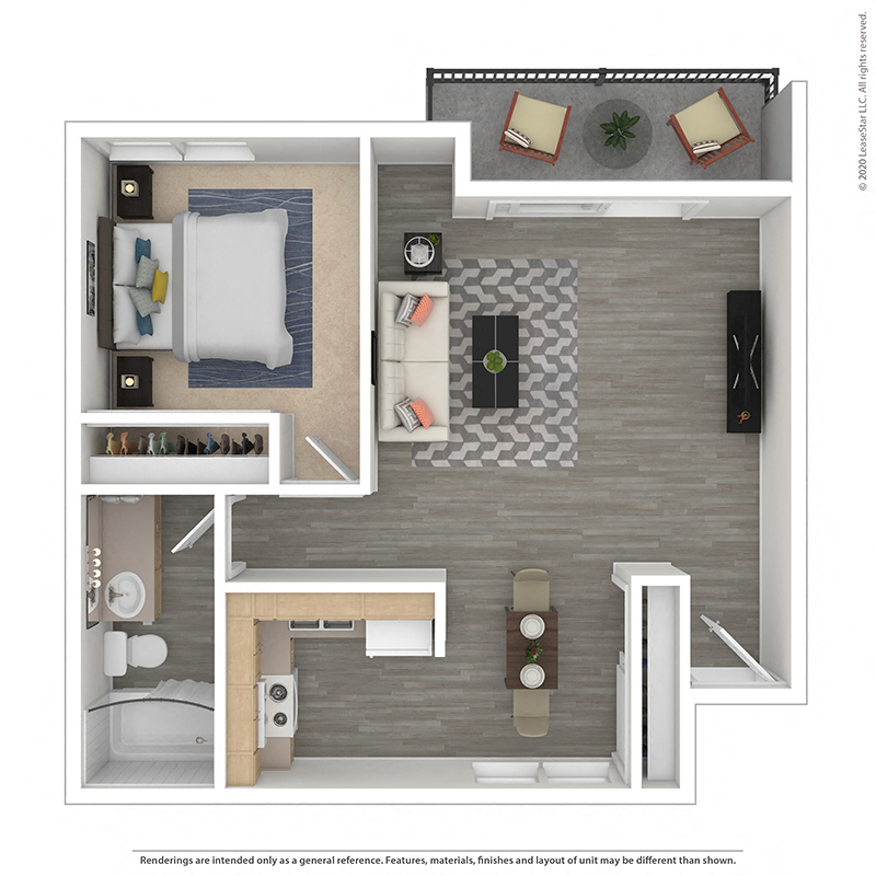 One Bedroom One Bathroom Plan L at West Park Village Apartment Homes at West Park Village, Los Angeles