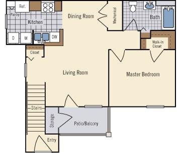 1 Bedroom Floor Plan 2
