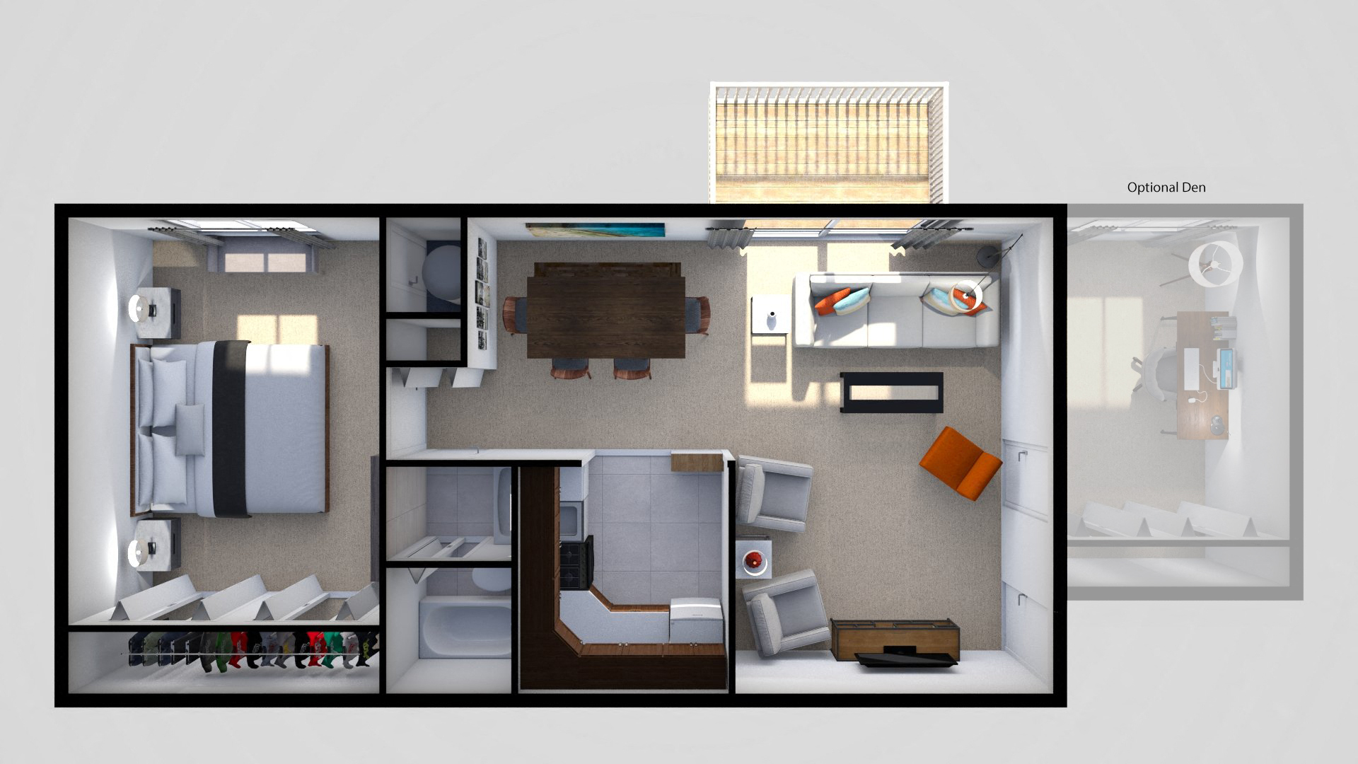 1 Bedroom Den Floor Plan at Cranbrook Hills Apartments, Cockeysville