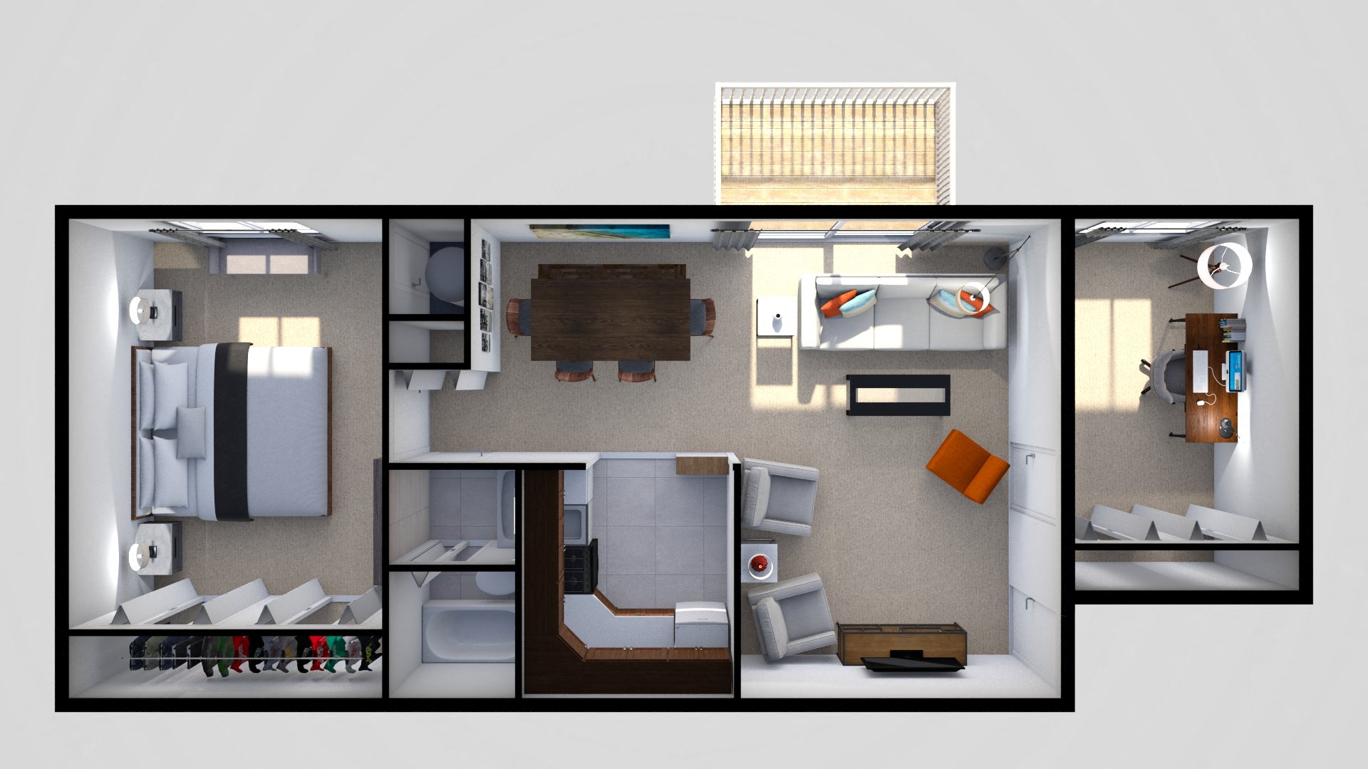 1 Bedroom Floor Plan at Cranbrook Hills Apartments, Cockeysville, MD