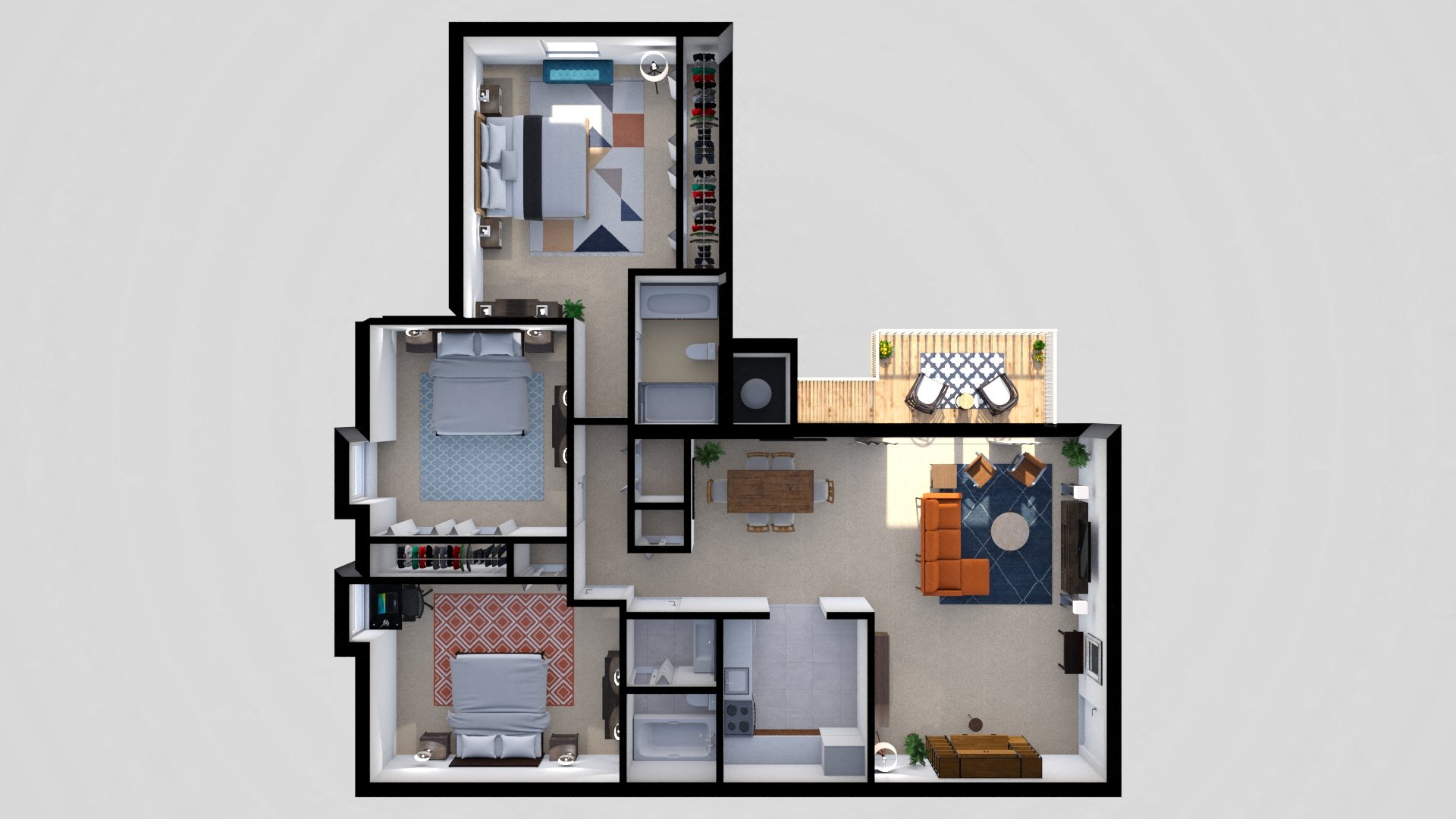3 Bedroom Floor Plan at Cranbrook Hills Apartments, Cockeysville, 21030