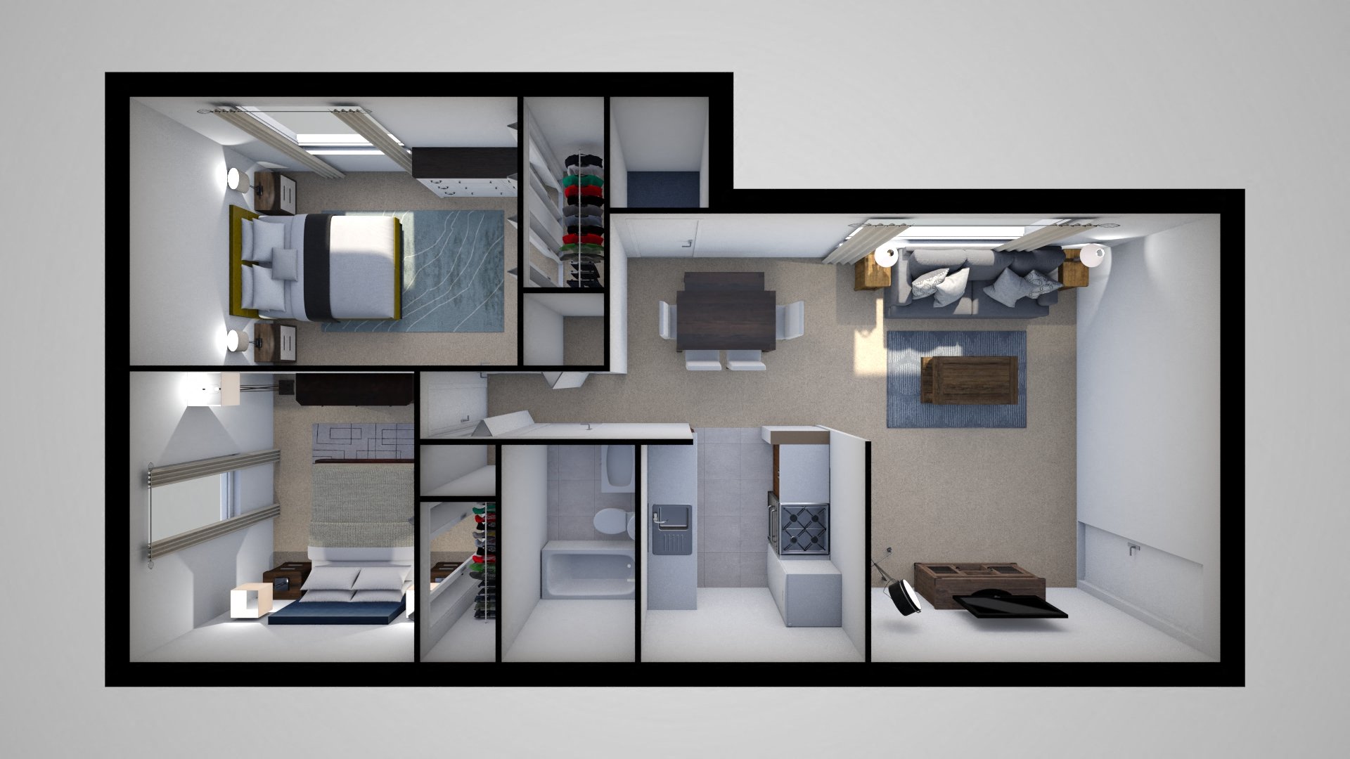 2 Bed 2 Bath Floor Plan at Rossbrooke Apartments and Townhomes, Maryland