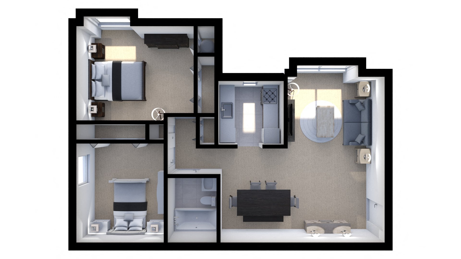 2 Bedroom Floor Plan at Reflection Knoll at 5 Corners, Timonium, Maryland