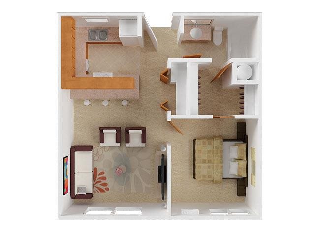 One Bedroom Floor Plan 1