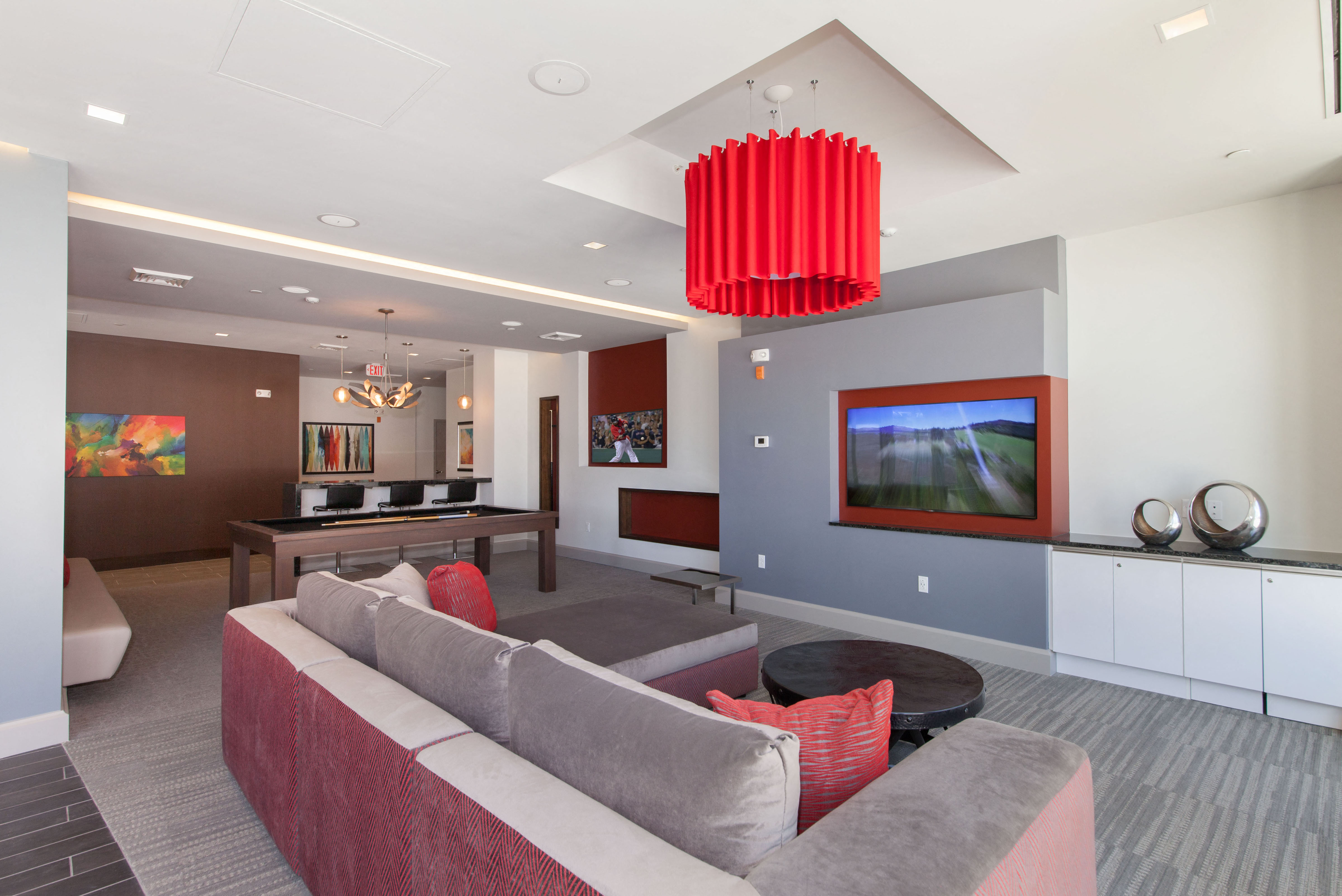 Clubhouse with Billiards Game Room at The Tremont, Burlington, Massachusetts